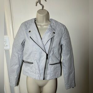 GAP Women's Light Gray Leather Jacket